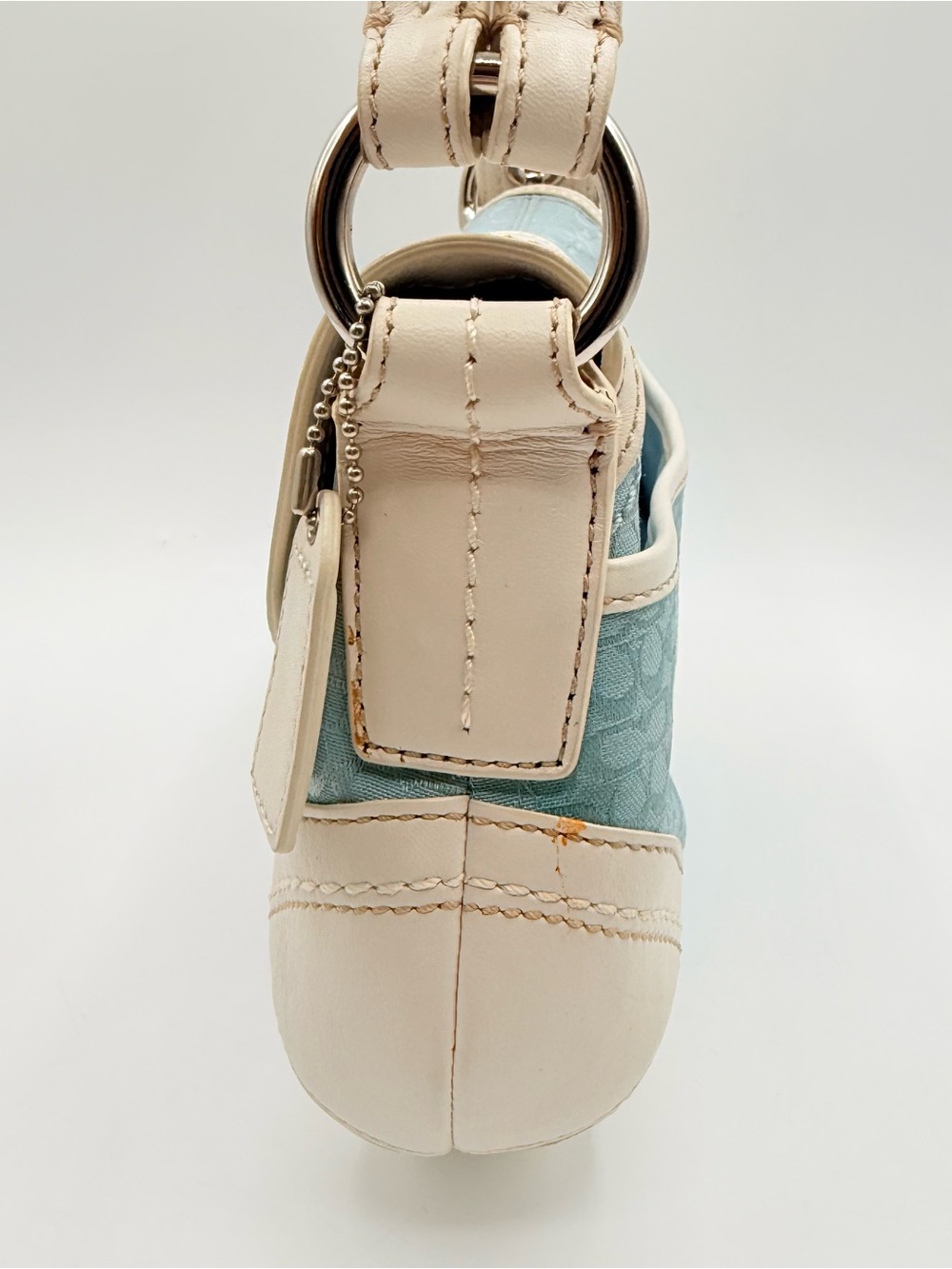 Vintage Coach Soho F10925 Sky Blue Signature C Jacquard Shoulder Bag Y2K - Picture 5 of 16